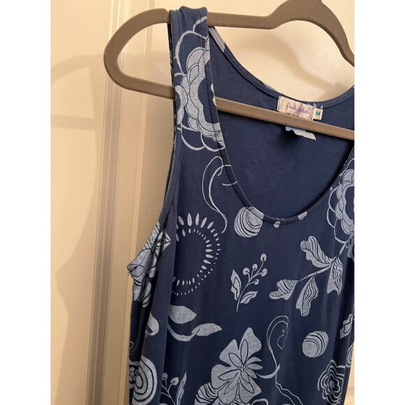 Fresh Produce Vintage 100% Cotton Floral Sleeveless Boho Chic Flowy M Blue Dress - Picture 5 of 7